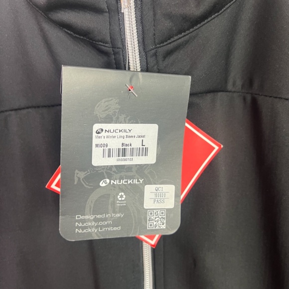 Nuckily Men’s Black Winter Long Sleeve Cycling Jacket Size Large New - Picture 3 of 6